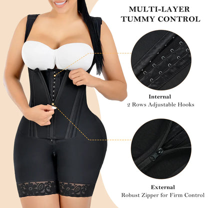 Faja posparto colombiana para mujer: moldeadora de abdomen, levanta glúteos, con cremallera y ganchos. 