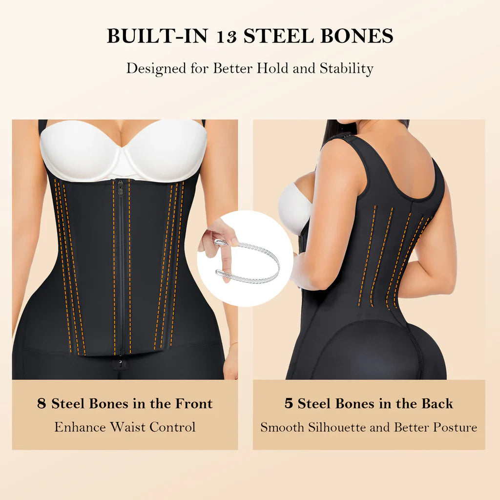 Colombian Postpartum Shapewear for Women – Tummy Control Butt Lifter Body Shaper with Zipper & Hooks