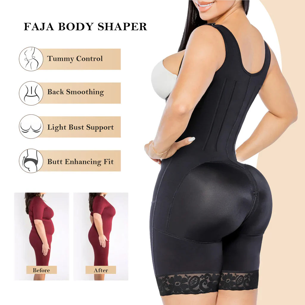 Colombian Postpartum Shapewear for Women – Tummy Control Butt Lifter Body Shaper with Zipper & Hooks