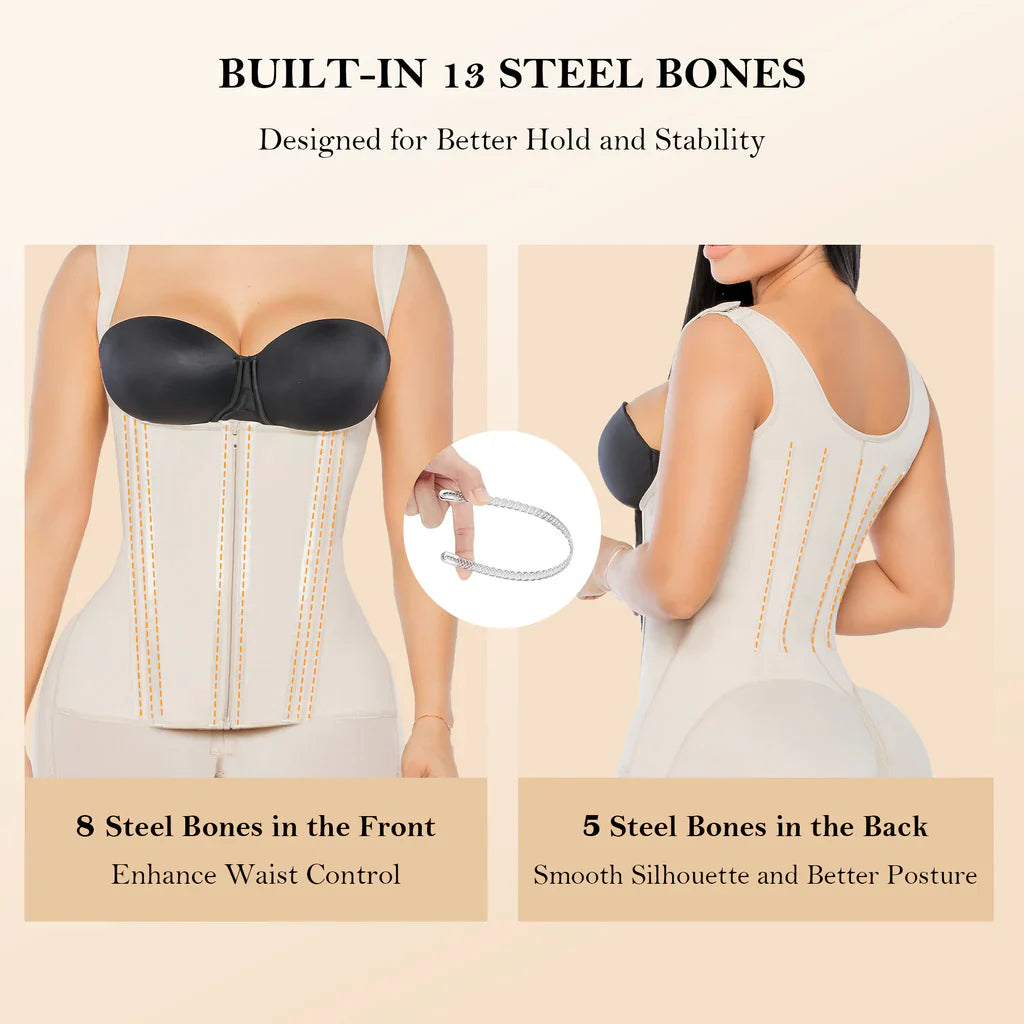 Faja posparto colombiana para mujer: moldeadora de abdomen, levanta glúteos, con cremallera y ganchos. 