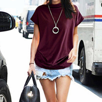 High neck T-shirt with puffed sleeves.