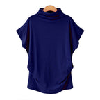 High-neck top with puffed sleeves