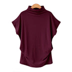 High-neck top with puffed sleeves