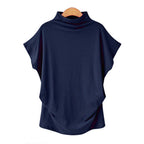 High-neck top with puffed sleeves
