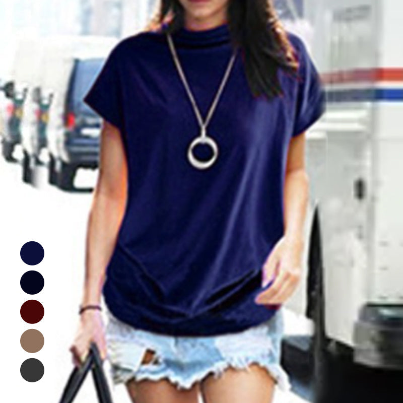 High neck T-shirt with puffed sleeves.