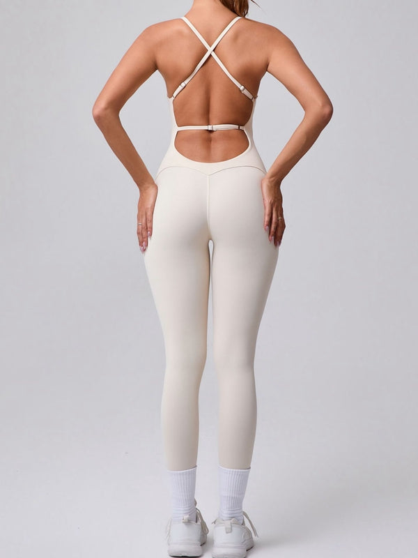 Cross Back Adjustable Strap Jumpsuit