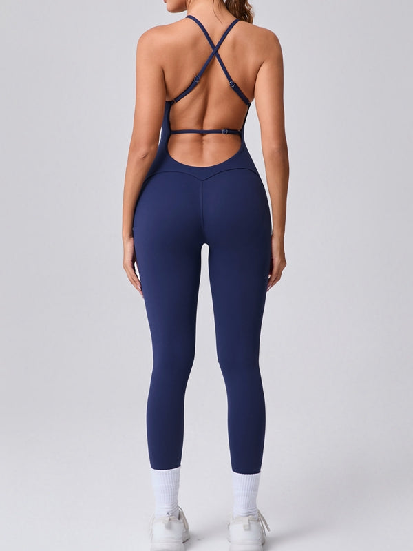 Cross Back Adjustable Strap Jumpsuit