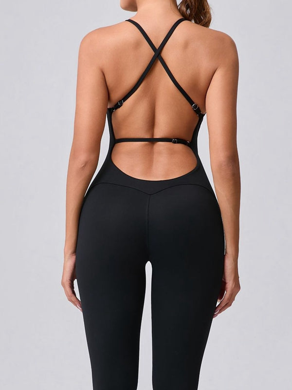 Cross Back Adjustable Strap Jumpsuit