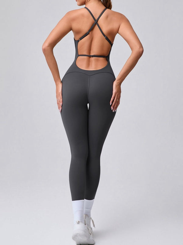 Cross Back Adjustable Strap Jumpsuit