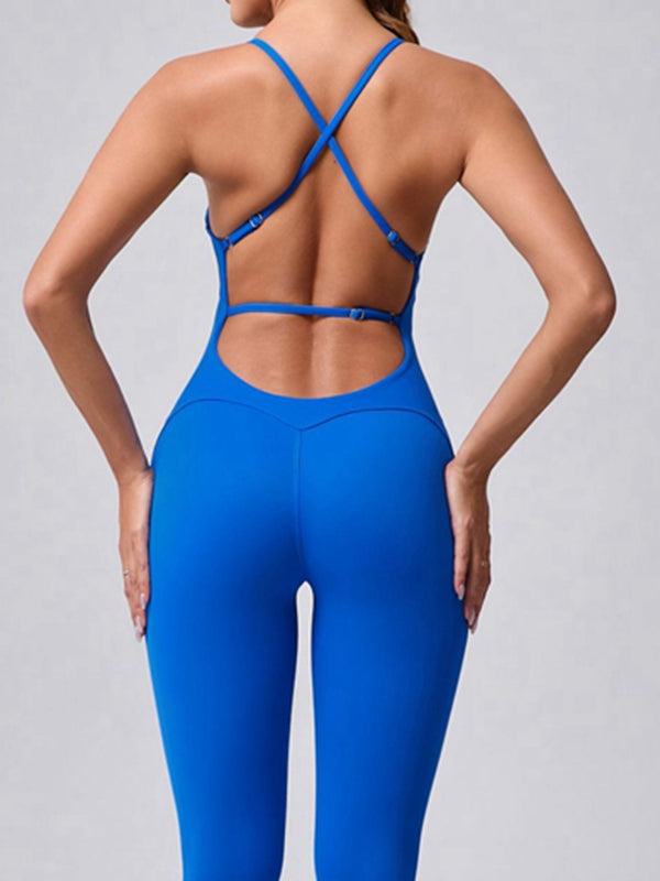 Cross Back Adjustable Strap Jumpsuit