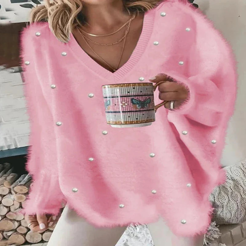 Cashmere-Style V-Neck Sweater