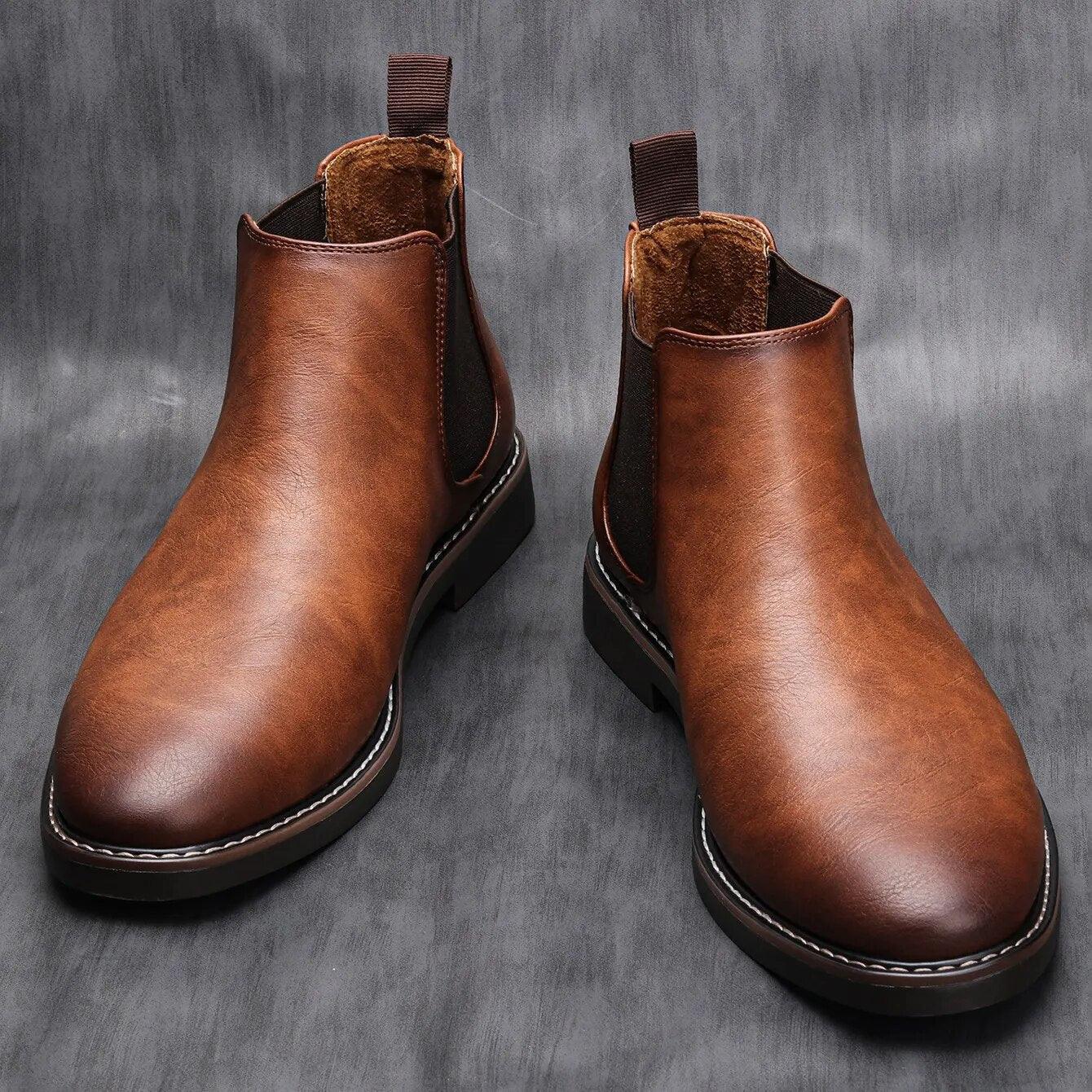 Retro-style leather boots