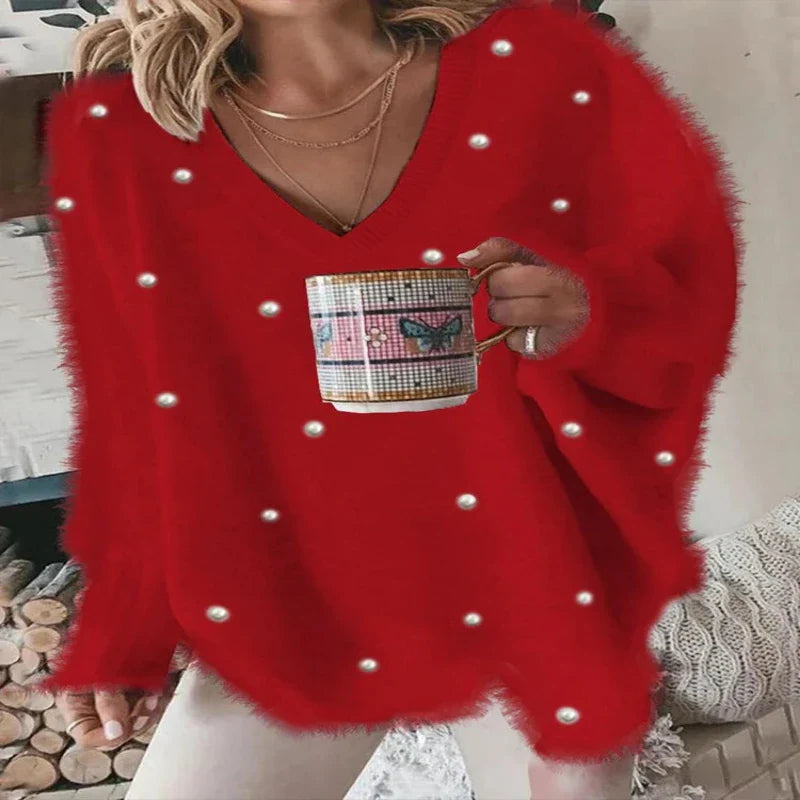 Cashmere-Style V-Neck Sweater