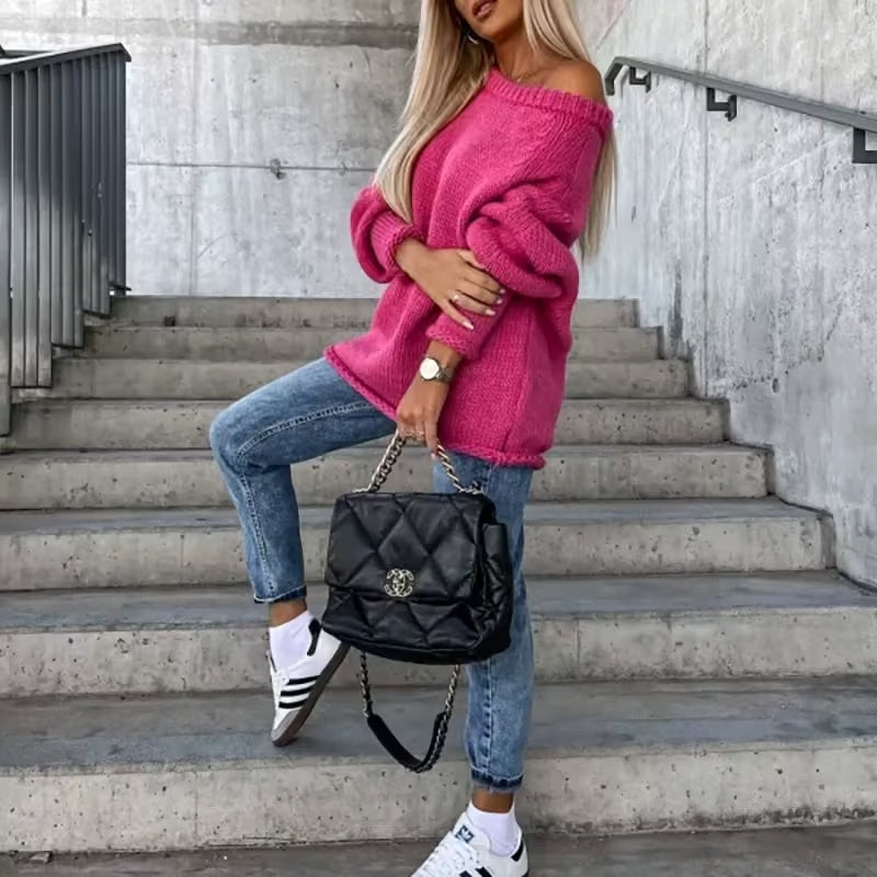 Off-Shoulder Knit Sweater