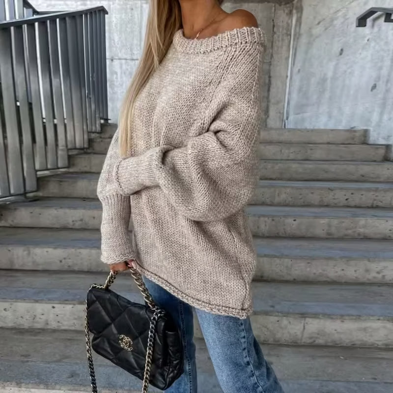 Off-Shoulder Knit Sweater