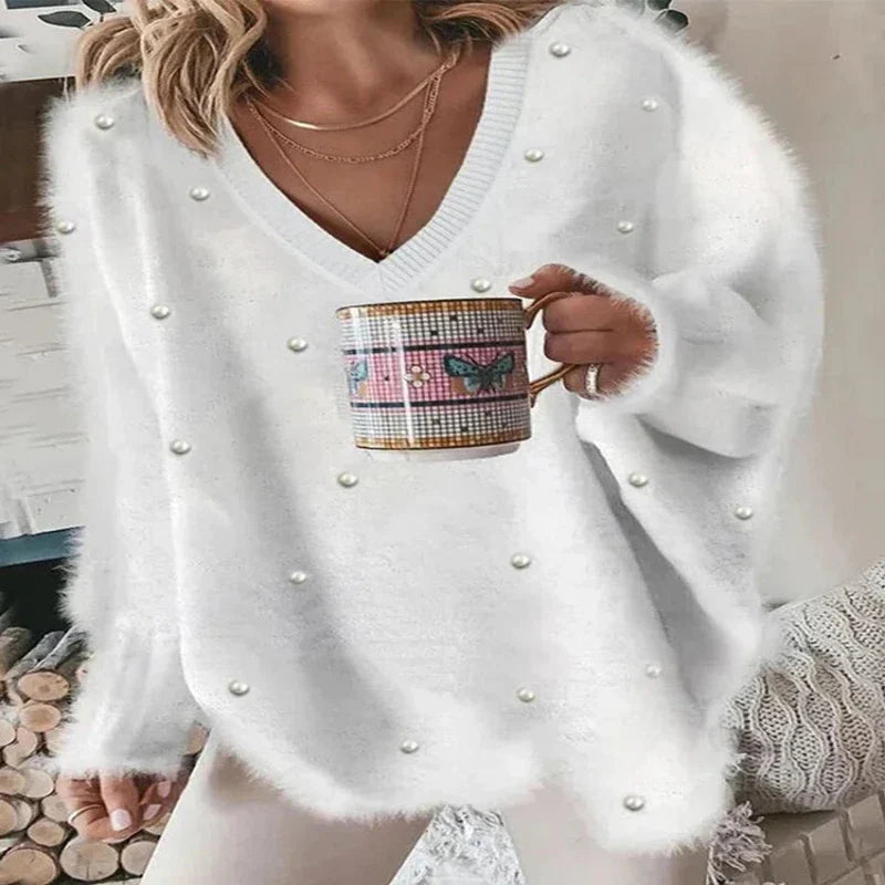 Cashmere-Style V-Neck Sweater