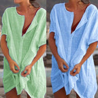 Plain long cotton and linen shirt