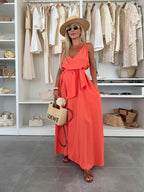 Vestido largo Dream de viscosa – Coral