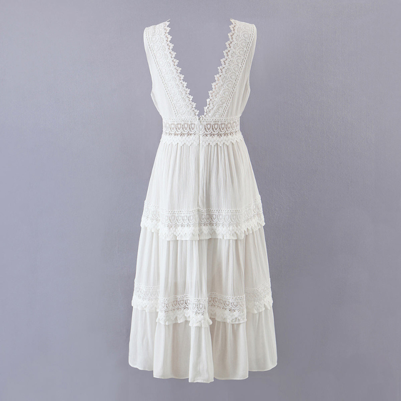 Paulina – Vestido de tirantes de encaje con escote en V